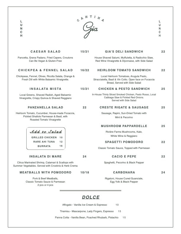 Gia Lunch Summer 2026